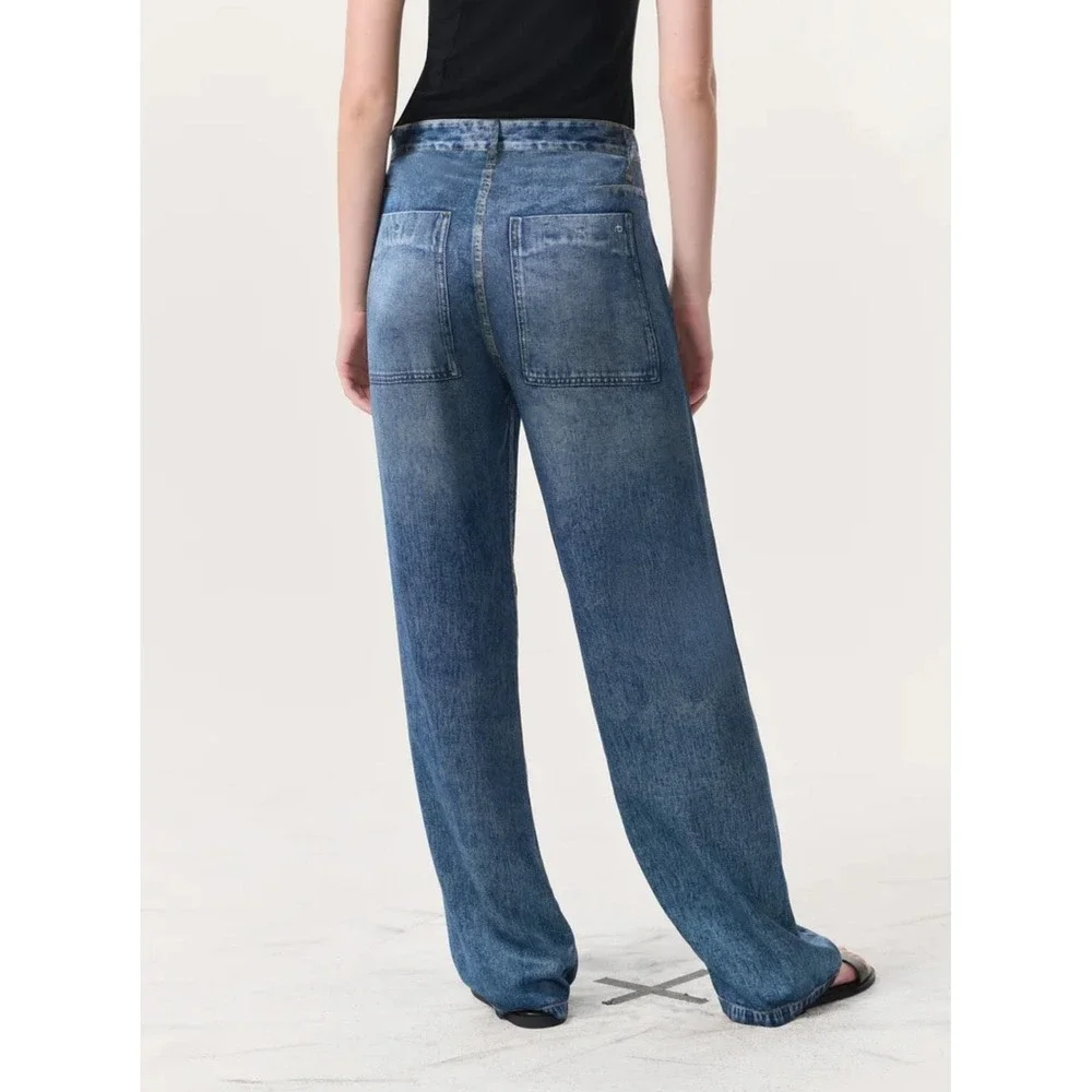 Rag & Bone Miramar Satin Logan Carpenter Pants Women's 26 Blue Avalon Hemmed - Picture 2 of 11